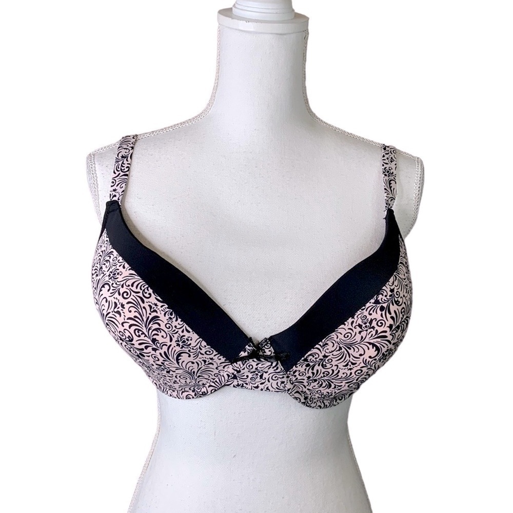 Jessica Simpson Floral Black & Pink Lightly Padded Bra Size 40D